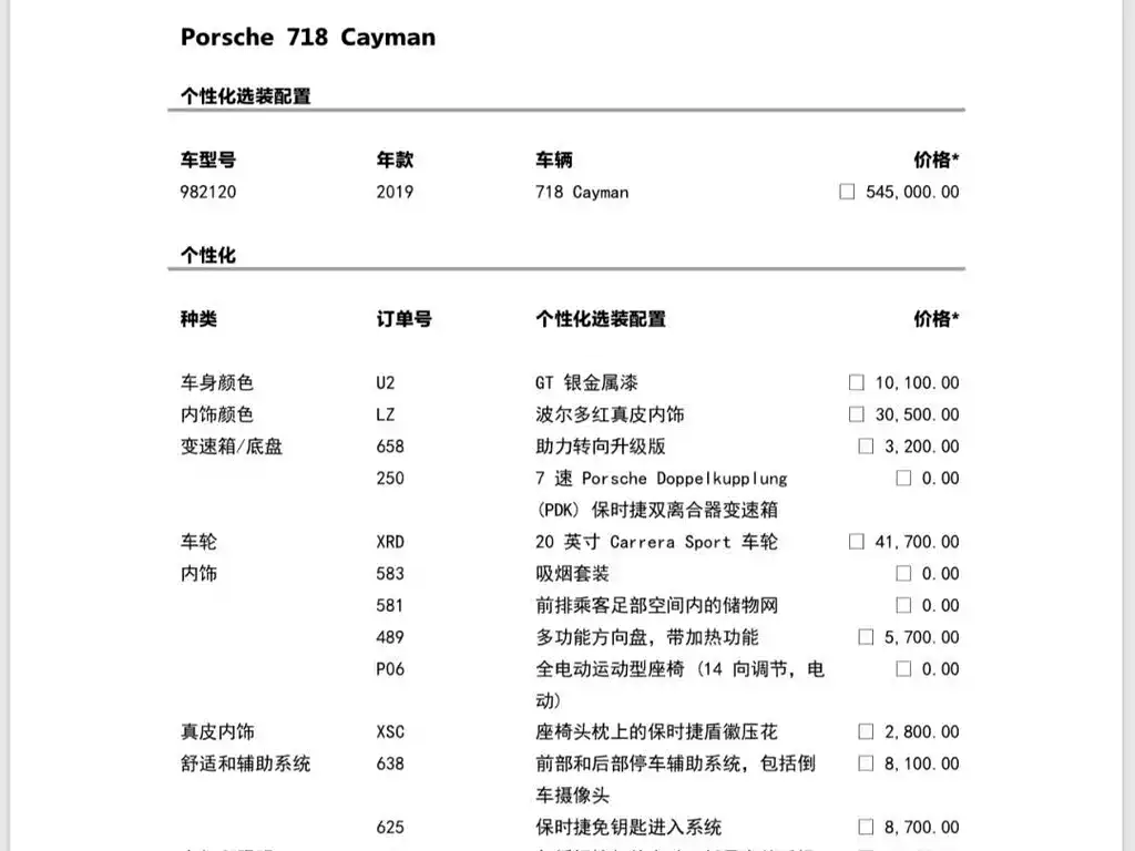 Porsche 718 2018 Cayman 2.0T