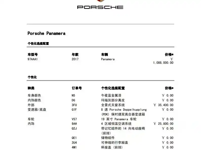 Porsche Panamera 2017 Panamera 3.0T